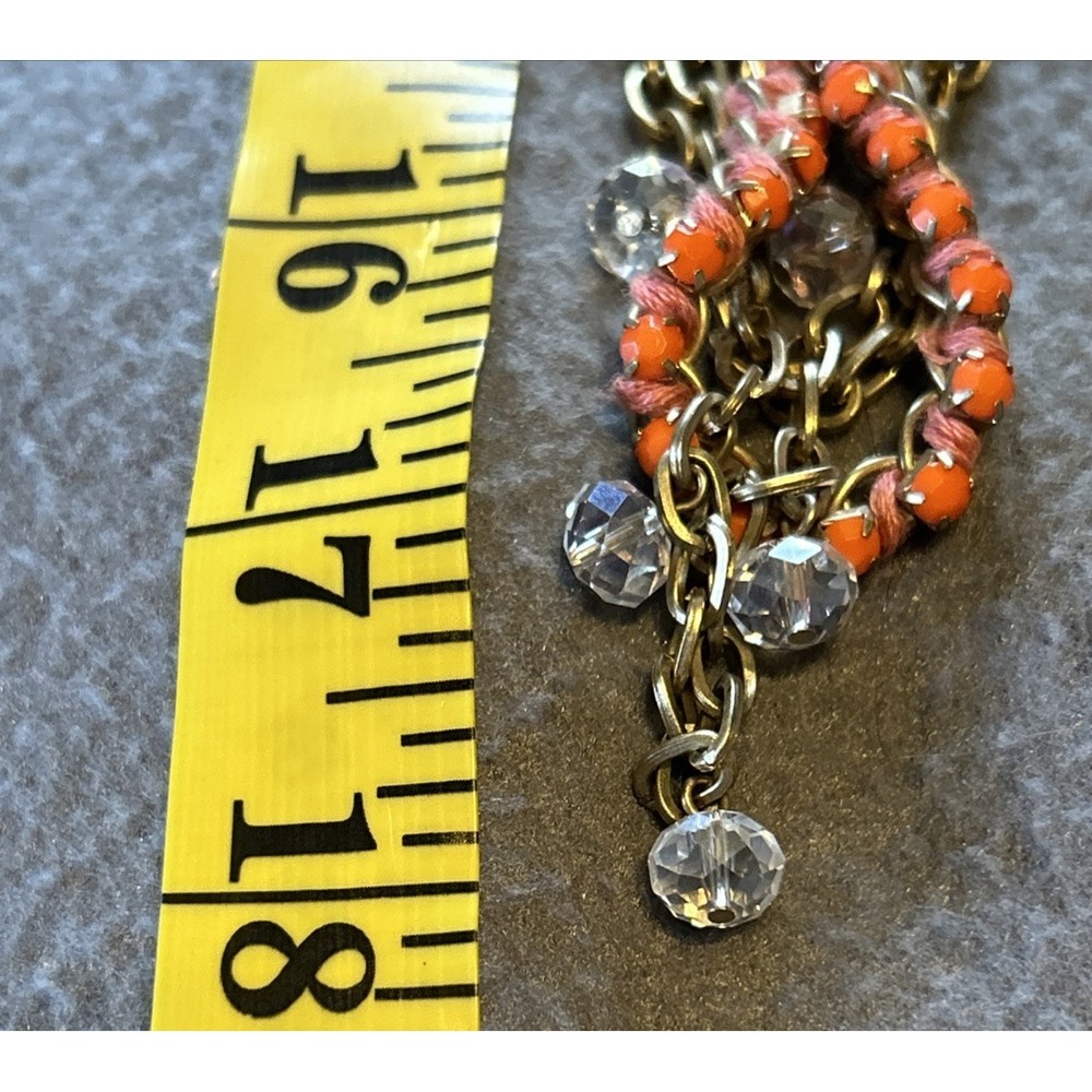 Ann Taylor Loft Necklace Marked Layered Three Strand Gold Tone Glass Beads 36" - Picture 6 of 6